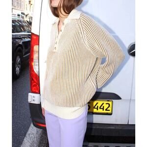 Mara Hoffman Size XS Juliana Sweater Cream & Raw Sienna Climate Beneficial Wool